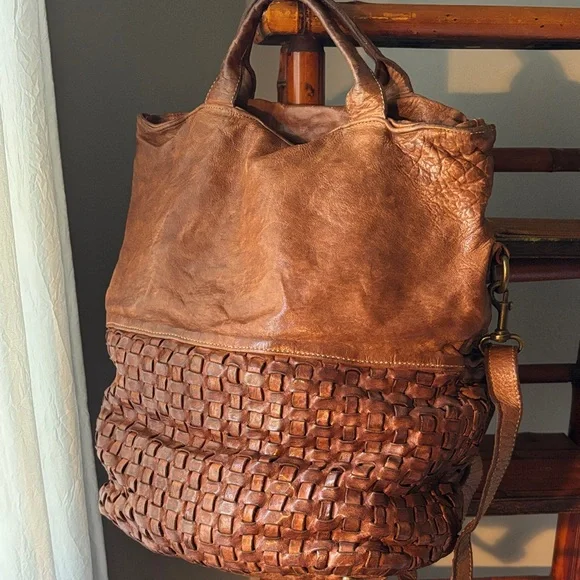 Langellotti Genuine Italian Leather Elegant Woven Leather Tote - Picture 1 of 5